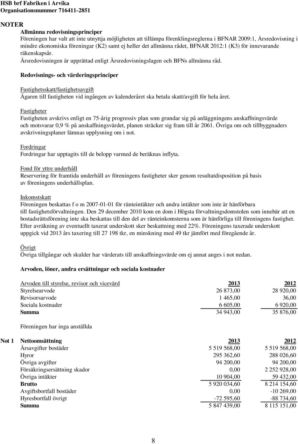 Redovisnings- och värderingsprinciper Fastighetsskatt/fastighetsavgift Ägaren till fastigheten vid ingången av kalenderåret ska betala skatt/avgift för hela året.