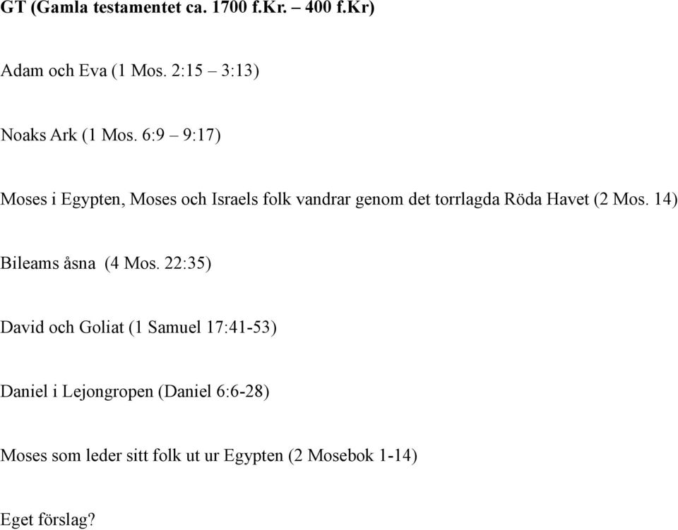 6:9 9:17) Moses i Egypten, Moses och Israels folk vandrar genom det torrlagda Röda Havet (2