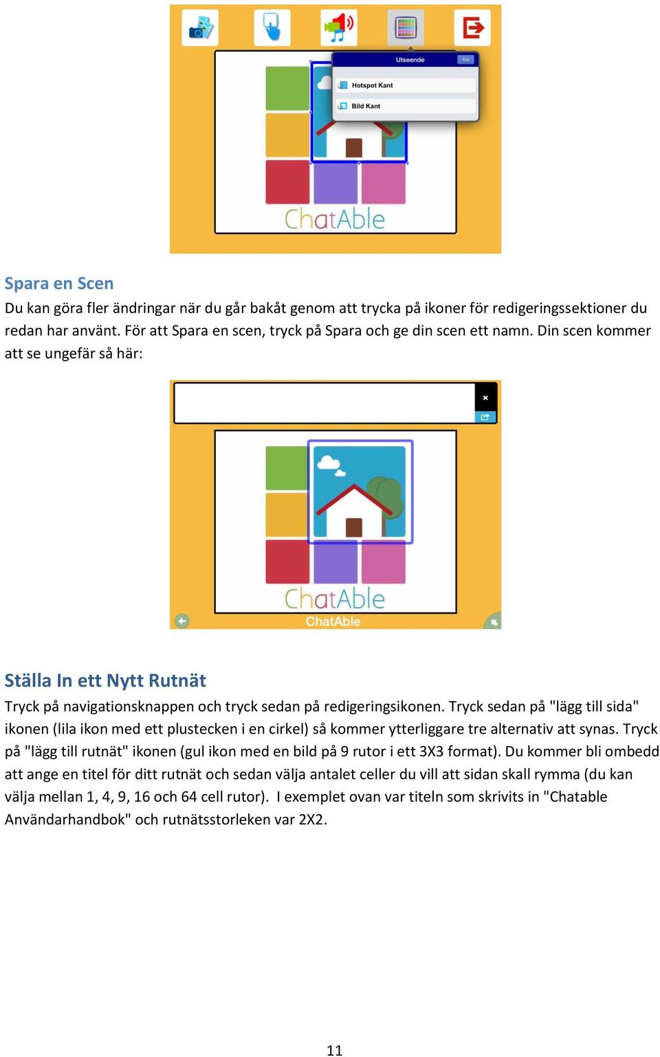 Tryck sedan på "lägg till sida" ikonen (lila ikon med ett plustecken i en cirkel) så kommer ytterliggare tre alternativ att synas.