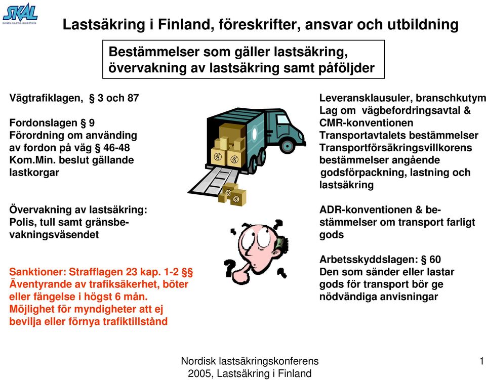 1-2 Äventyrande av trafiksäkerhet, böter eller fängelse i högst 6 mån.