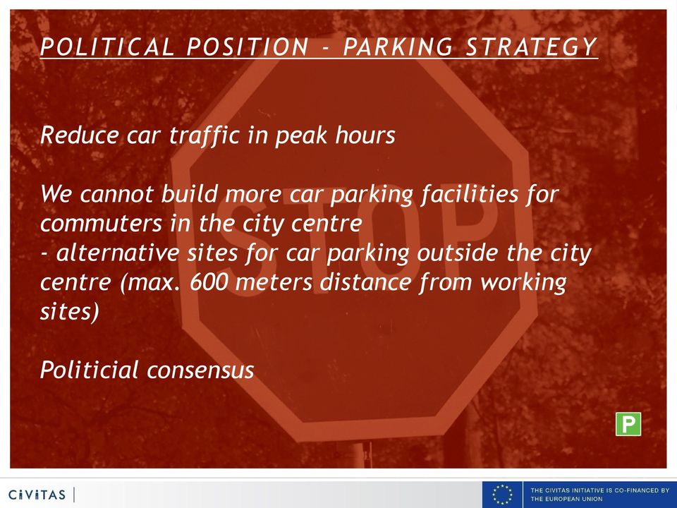 the city centre - alternative sites for car parking outside the city