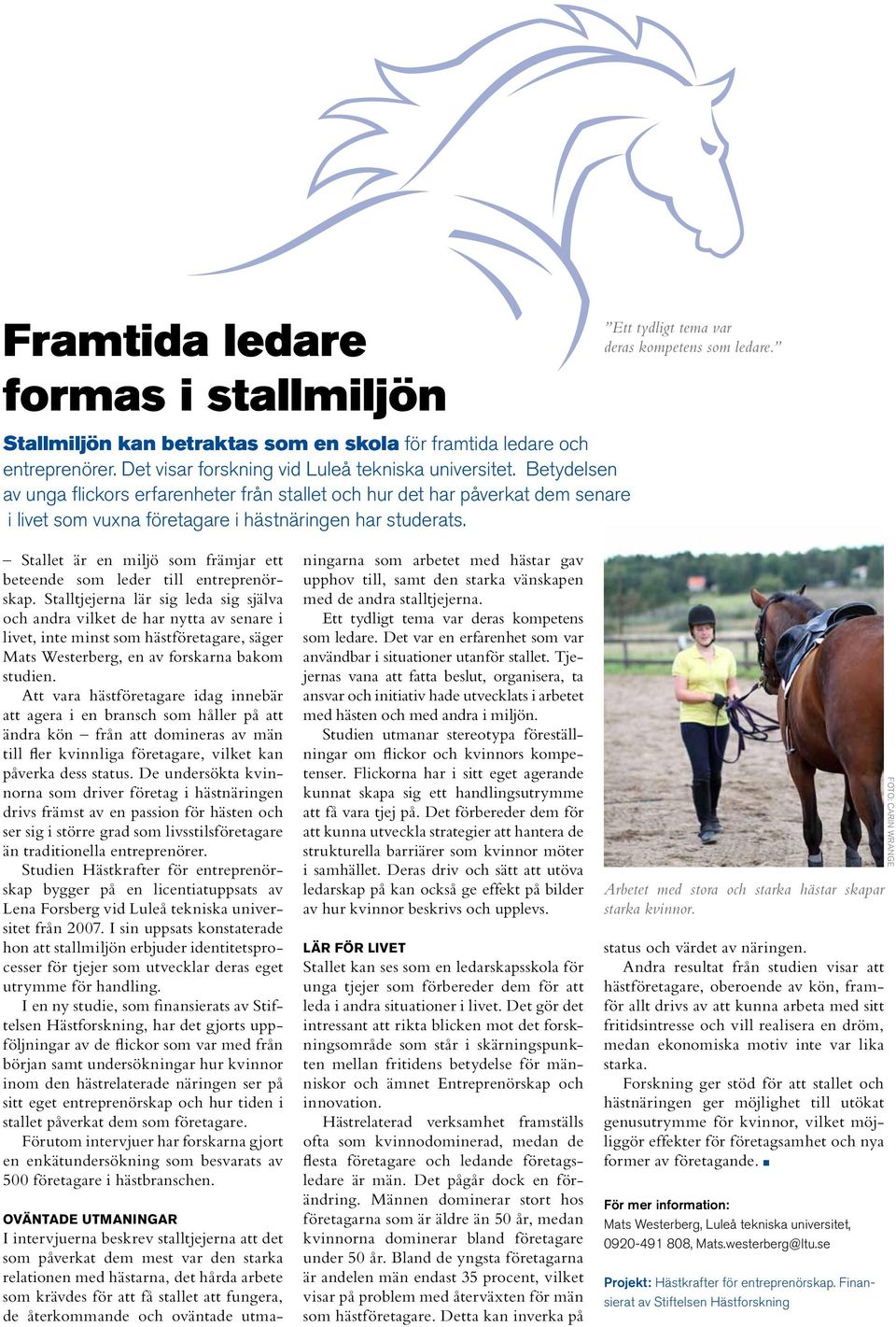 Stallet är en miljö som främjar ett beteende som leder till entreprenörskap.