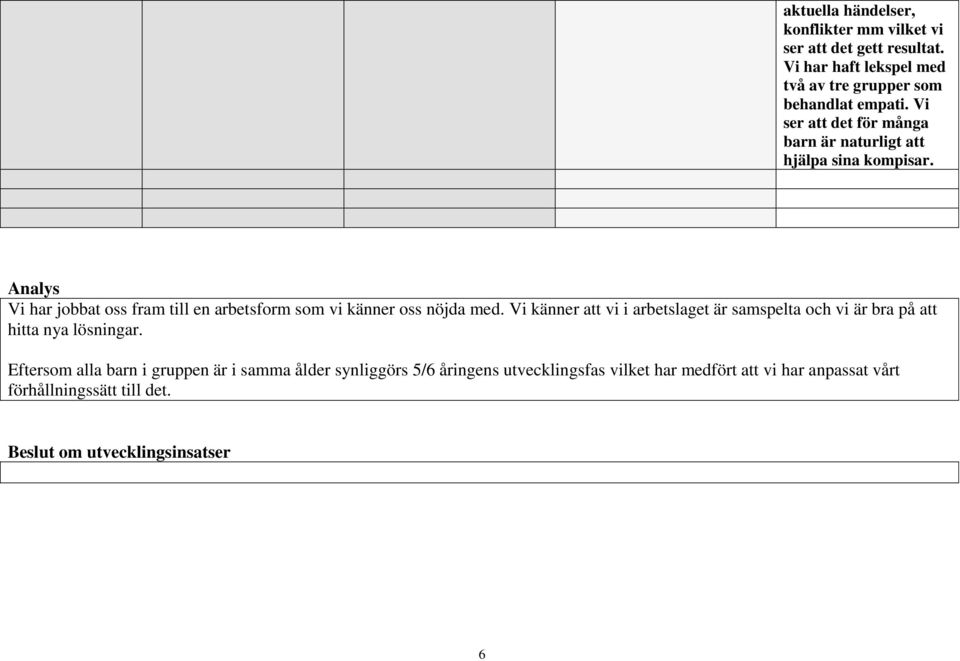 Analys Vi har jobbat oss fram till en arbetsform som vi känner oss nöjda med.