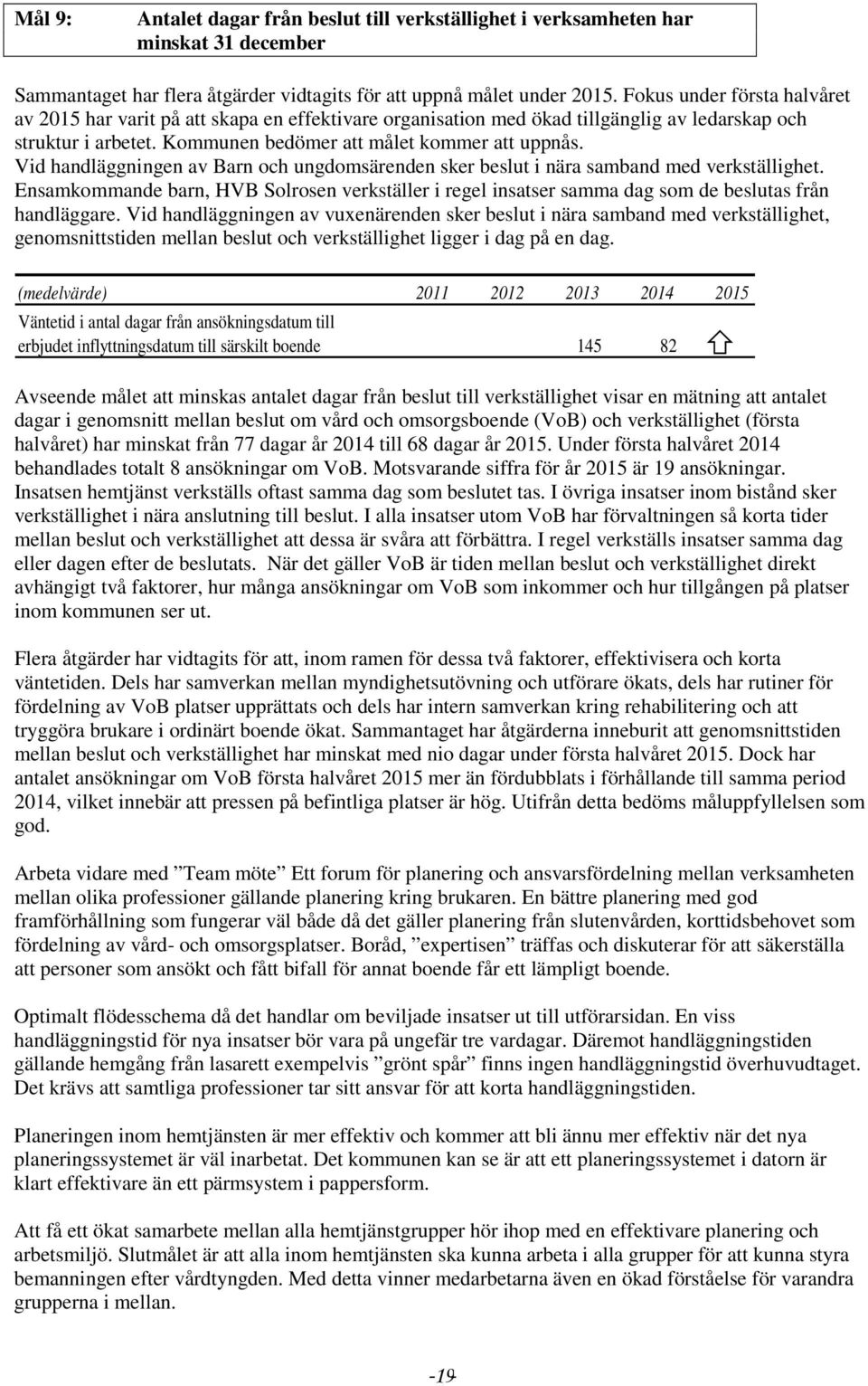 Vid handläggningen av Barn och ungdomsärenden sker beslut i nära samband med verkställighet. Ensamkommande barn, HVB Solrosen verkställer i regel insatser samma dag som de beslutas från handläggare.