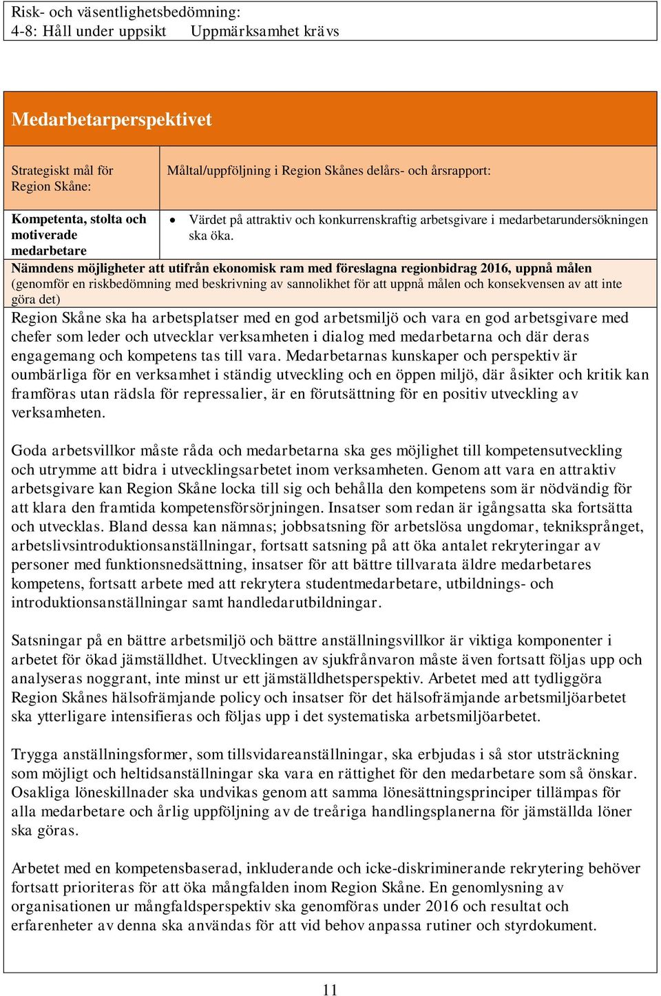 Nämndens möjligheter att utifrån ekonomisk ram med föreslagna regionbidrag 2016, uppnå målen (genomför en riskbedömning med beskrivning av sannolikhet för att uppnå målen och konsekvensen av att inte