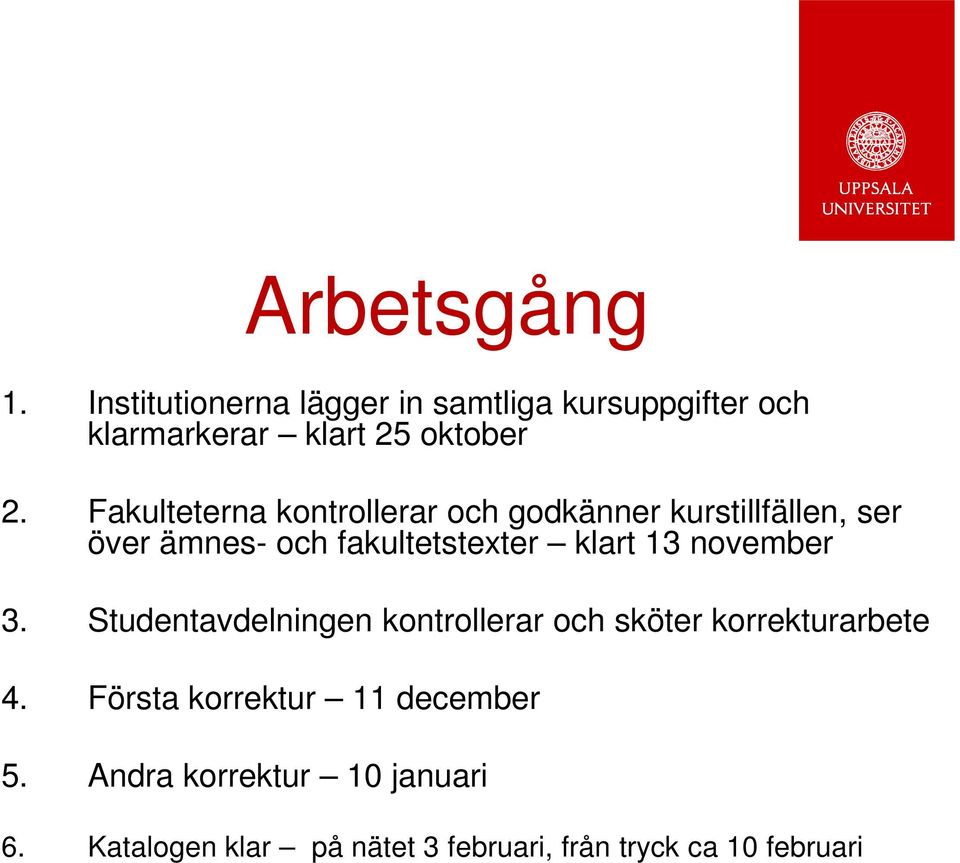 13 november 3. Studentavdelningen kontrollerar och sköter korrekturarbete 4.