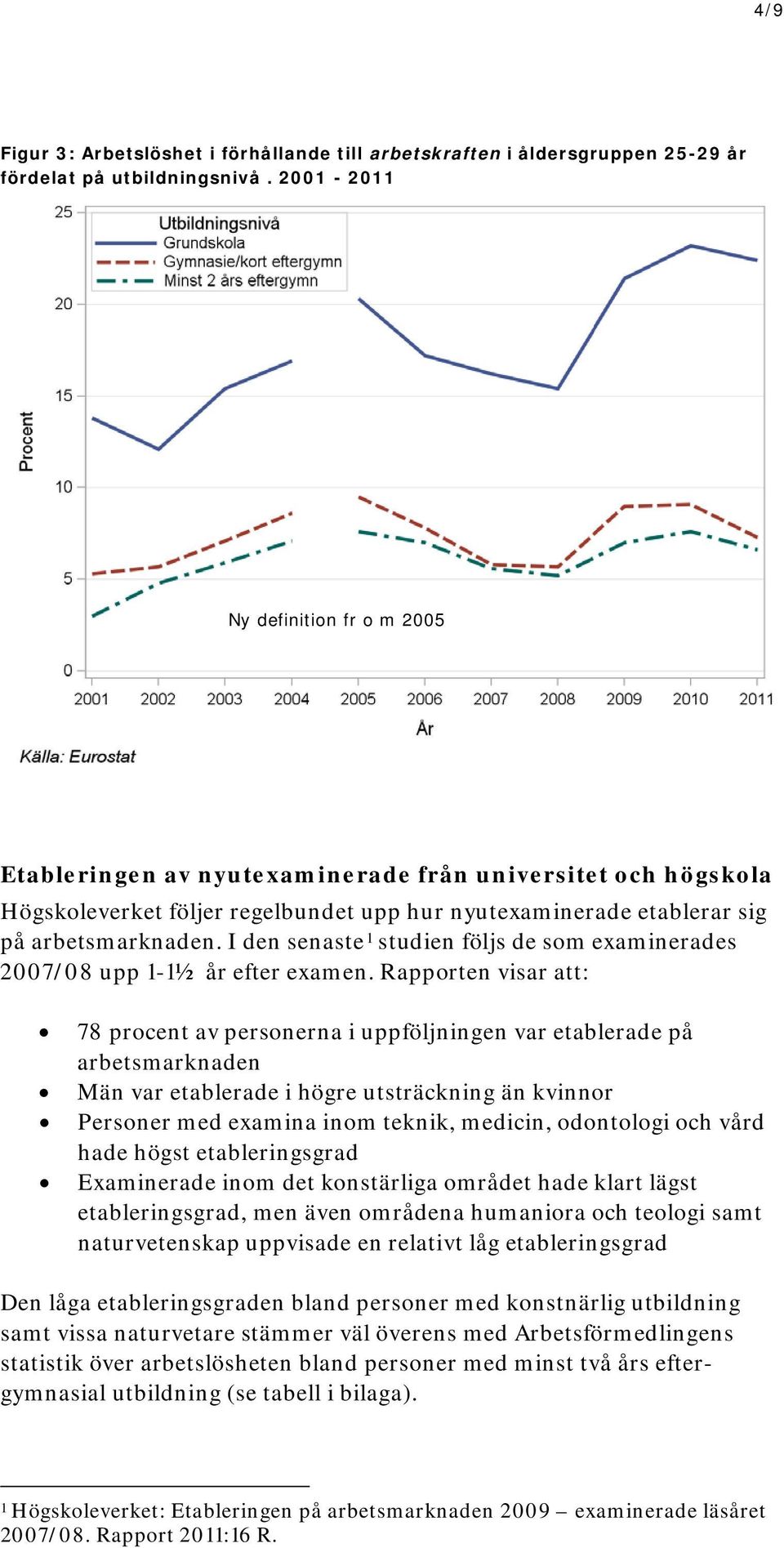 I den senaste 1 studien följs de som examinerades 2007/08 upp 1-1½ år efter examen.