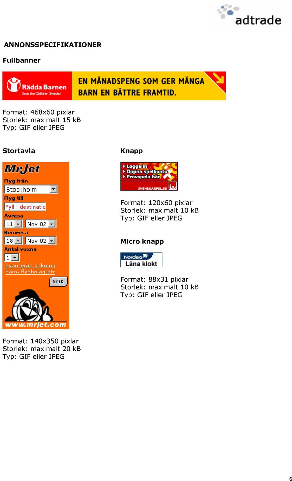 Storlek: maximalt 10 kb Micro knapp Format: 88x31 pixlar