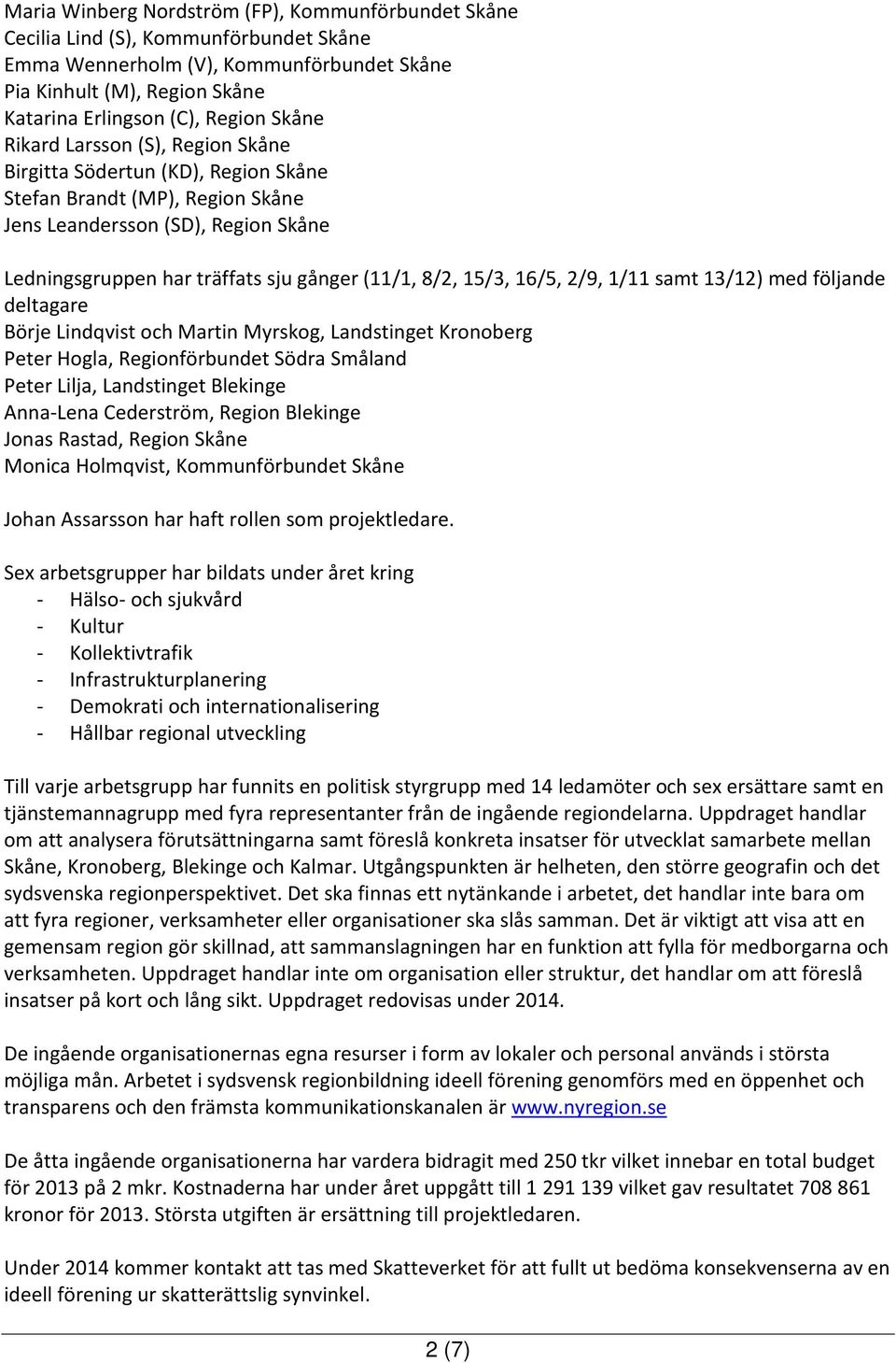 Anna-Lena Cederström, Region Blekinge Jonas Rastad, Monica Holmqvist, Johan Assarsson har haft rollen som projektledare.