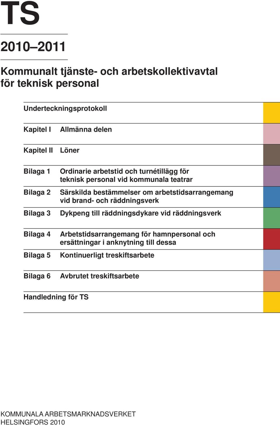 vid brand- och räddningsverk Dykpeng till räddningsdykare vid räddningsverk Bilaga 4 Bilaga 5 Arbetstidsarrangemang för hamnpersonal och ersättningar