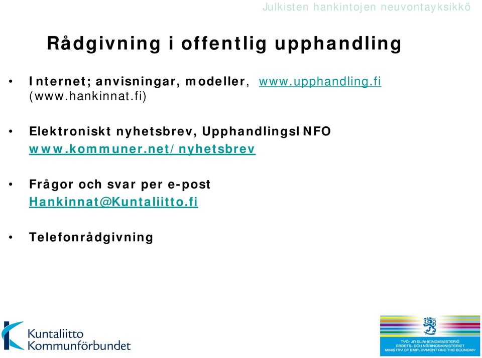 fi) Elektroniskt nyhetsbrev, UpphandlingsINFO www.kommuner.