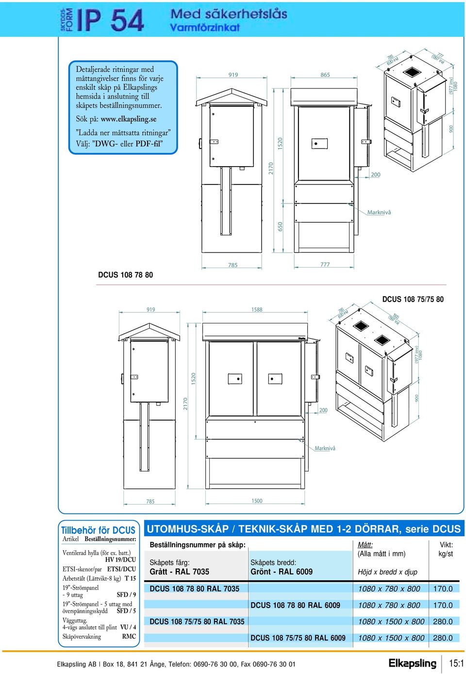 se Ladda ner måttsatta ritningar Välj: DWG- eller PDF-fil 1520 2170 200 919 1588 (630 inv) 1500 (1397 inv) 1520 (977 inv) 1080 DCUS 108 78 80 777 DCUS 108 75/75 80 2170 200 1500 Tillbehör för DCUS