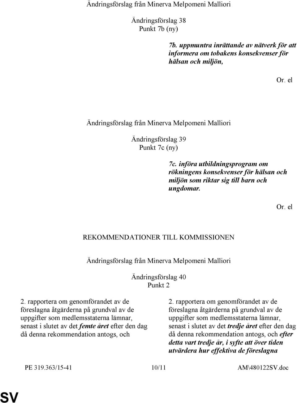 rapportera om genomförandet av de föreslagna åtgärderna på grundval av de uppgifter som medlemsstaterna lämnar, senast i slutet av det femte året efter den dag då denna rekommendation antogs, och 2.