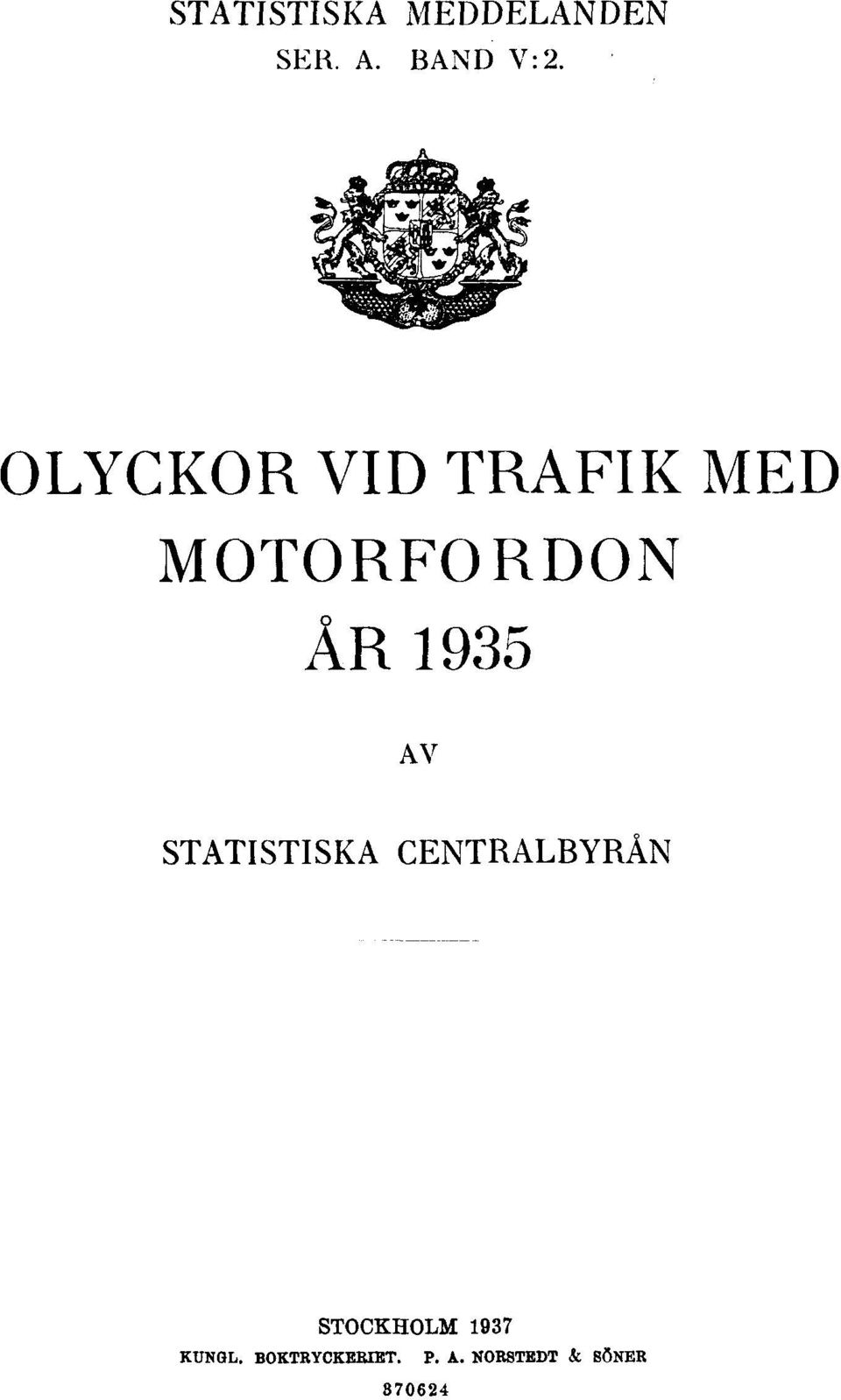AV STATISTISKA CENTRALBYRÅN STOCKHOLM 1937