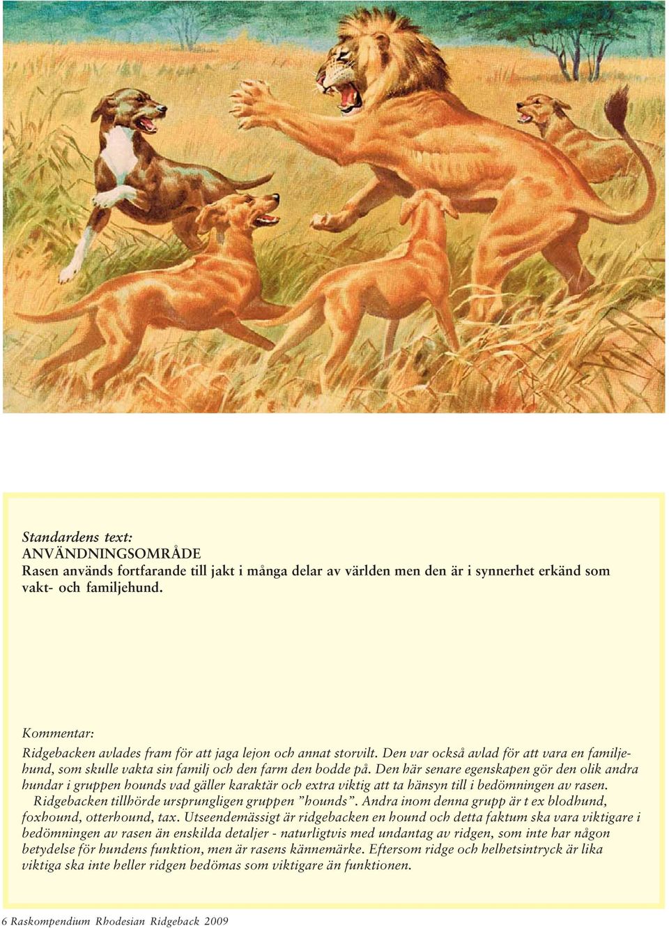 Ridgebacken avlades fram för att jaga lejon och annat storvilt. Den var också avlad för att vara en familjehund, som skulle vakta sin familj och den farm den bodde på.