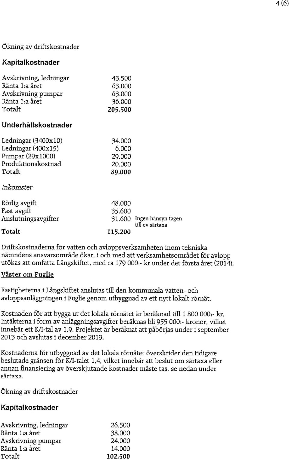 600 Ingen hänsyn tagen 115-200 utökas att omfatta Långskiftet, med ca 179 000:- kr under det första året (2014).