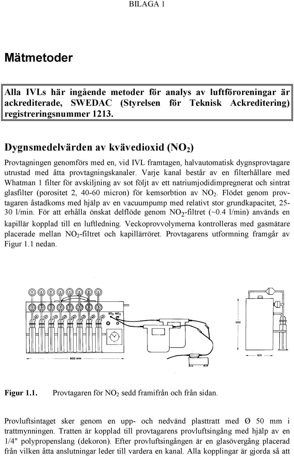 Varje kanal består av en filterhållare med Whatman 1 filter för avskiljning av sot följt av ett natriumjodidimpregnerat och sintrat glasfilter (porositet 2, 40-60 micron) för kemsorbtion av NO 2.