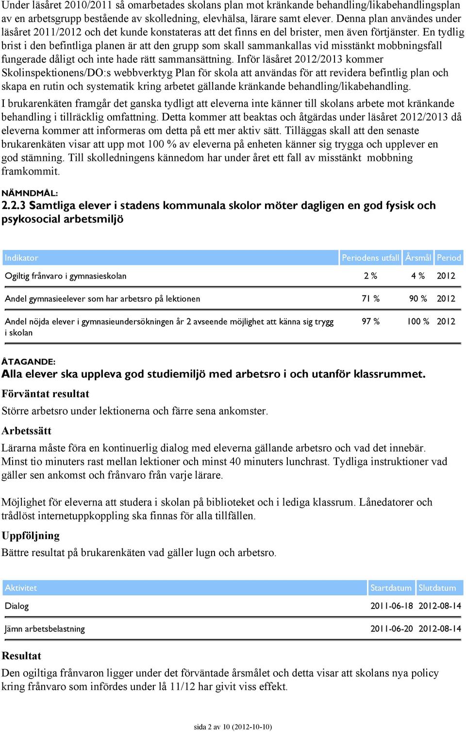 En tydlig brist i den befintliga planen är att den grupp som skall sammankallas vid misstänkt mobbningsfall fungerade dåligt och inte hade rätt sammansättning.