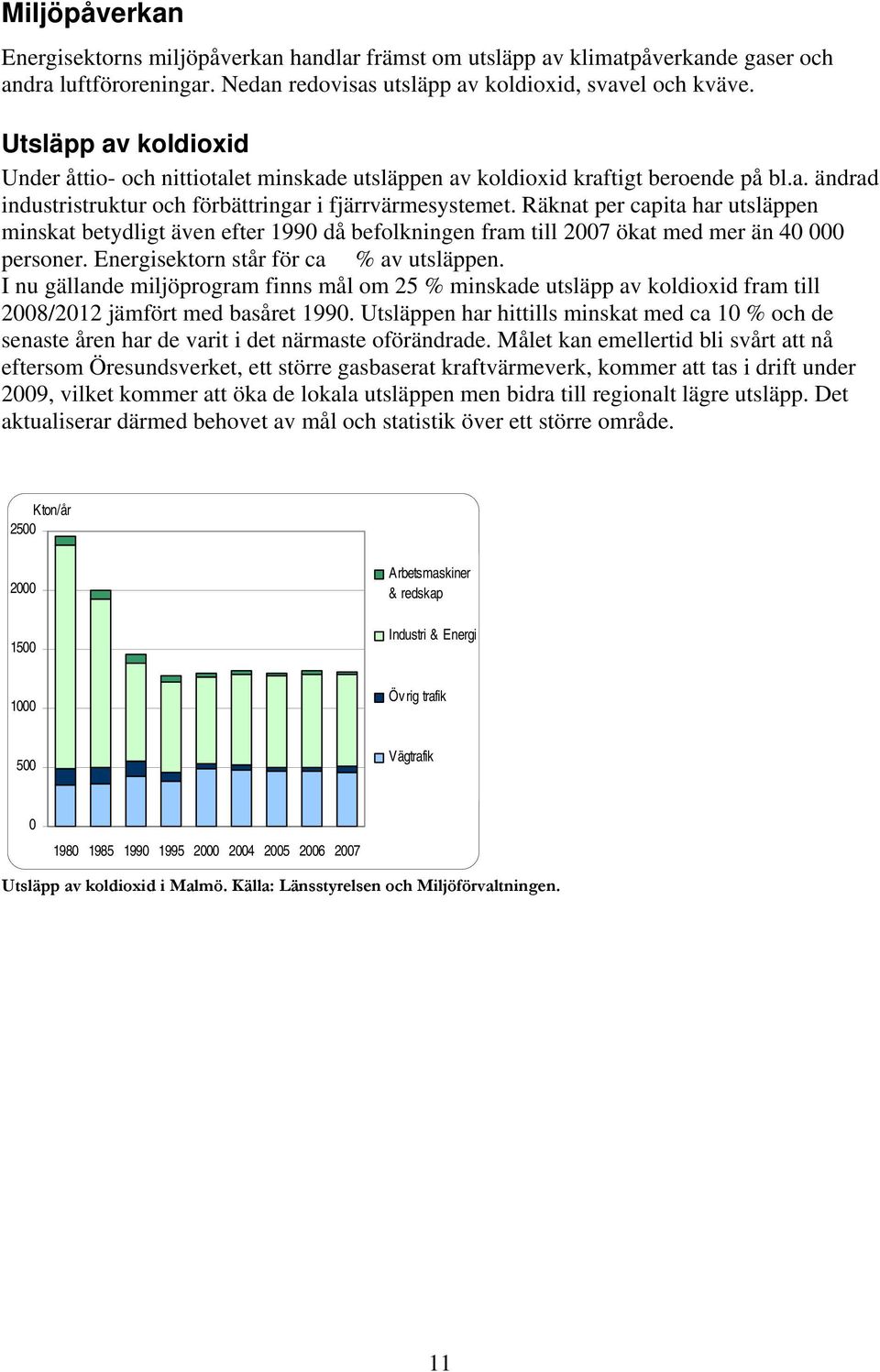 Räknat per capita har utsläppen minskat betydligt även efter 1990 då befolkningen fram till 2007 ökat med mer än 40 000 personer. Energisektorn står för ca % av utsläppen.