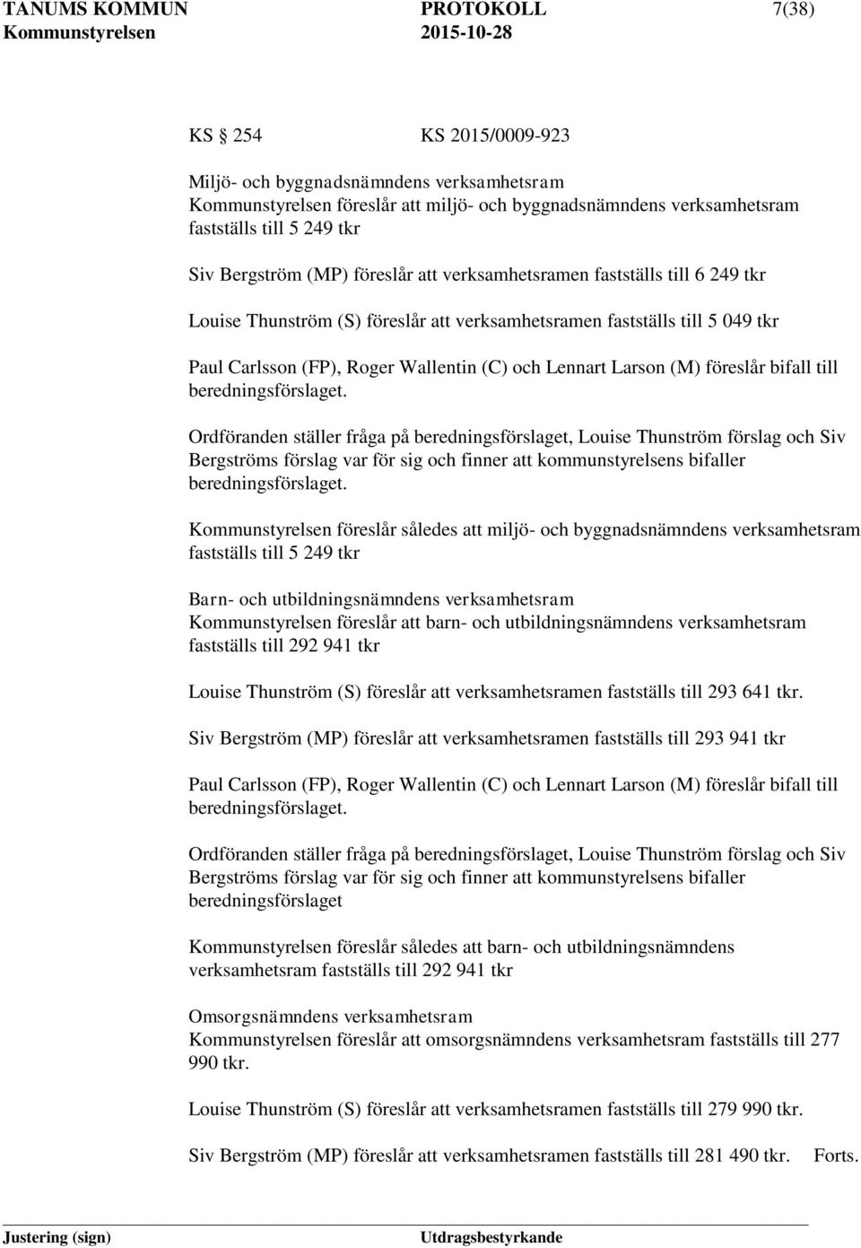 Roger Wallentin (C) och Lennart Larson (M) föreslår bifall till beredningsförslaget.