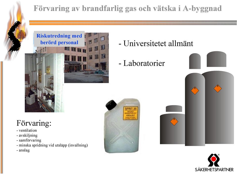 - Laboratorier Förvaring: - ventilation - avskiljning -