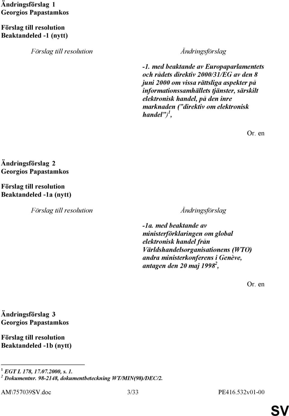 handel, på den inre marknaden ( direktiv om elektronisk handel ) 1, 2 Georgios Papastamkos Beaktandeled -1a (nytt) -1a.