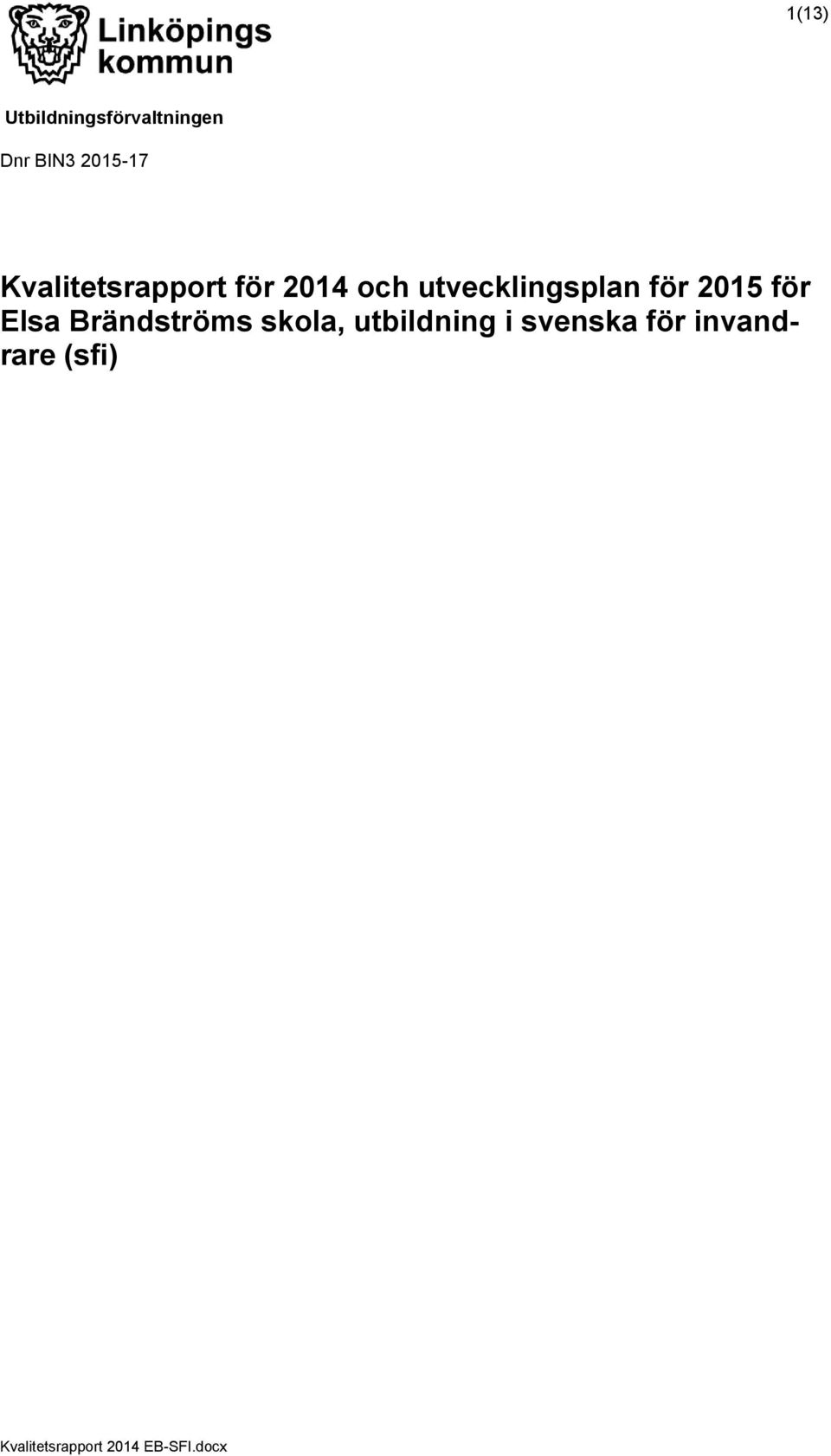utvecklingsplan för 2015 för Elsa