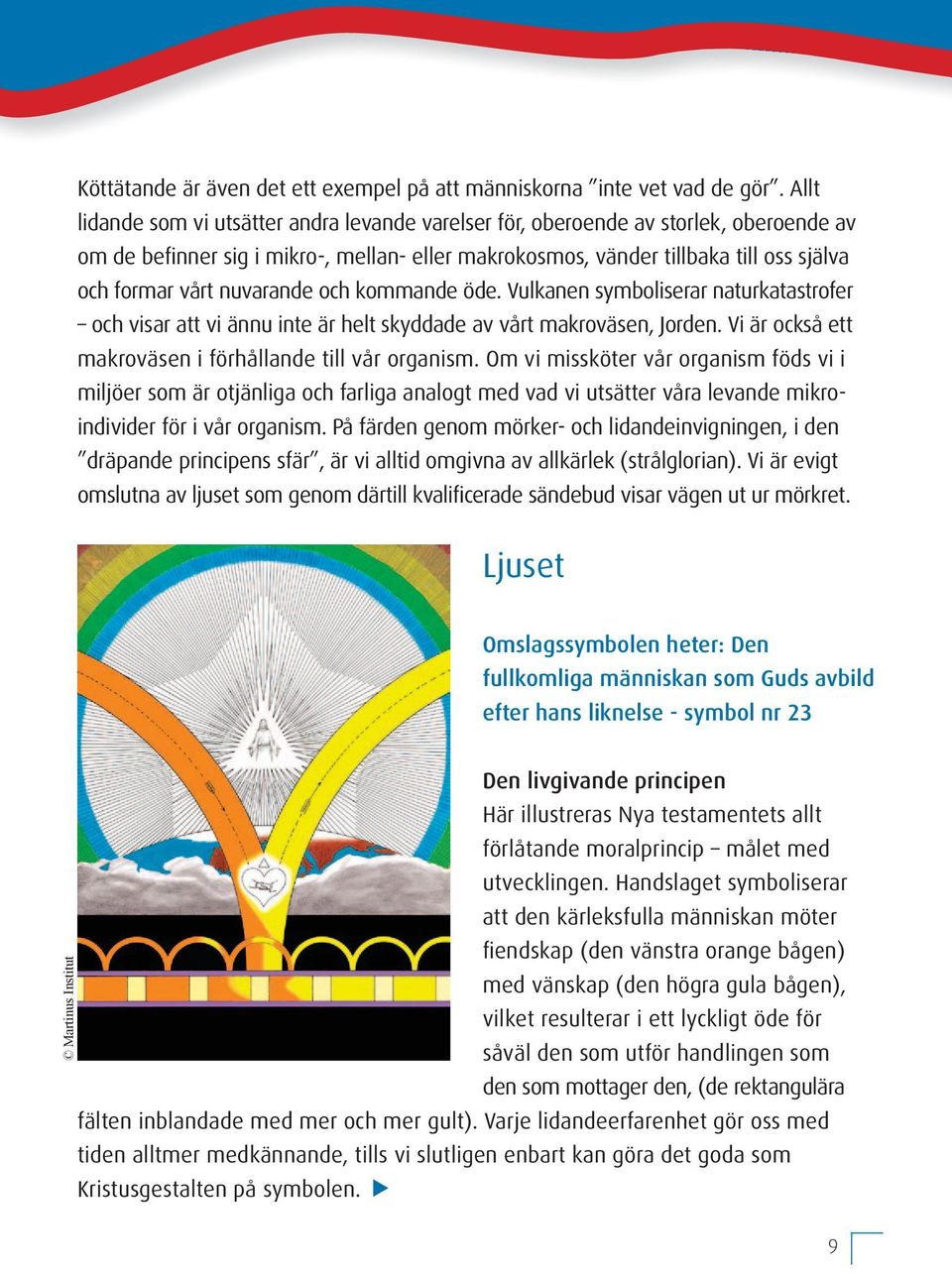 nuvarande och kommande öde. Vulkanen symboliserar naturkatastrofer och visar att vi ännu inte är helt skyddade av vårt makroväsen, Jorden. Vi är också ett makroväsen i förhållande till vår organism.