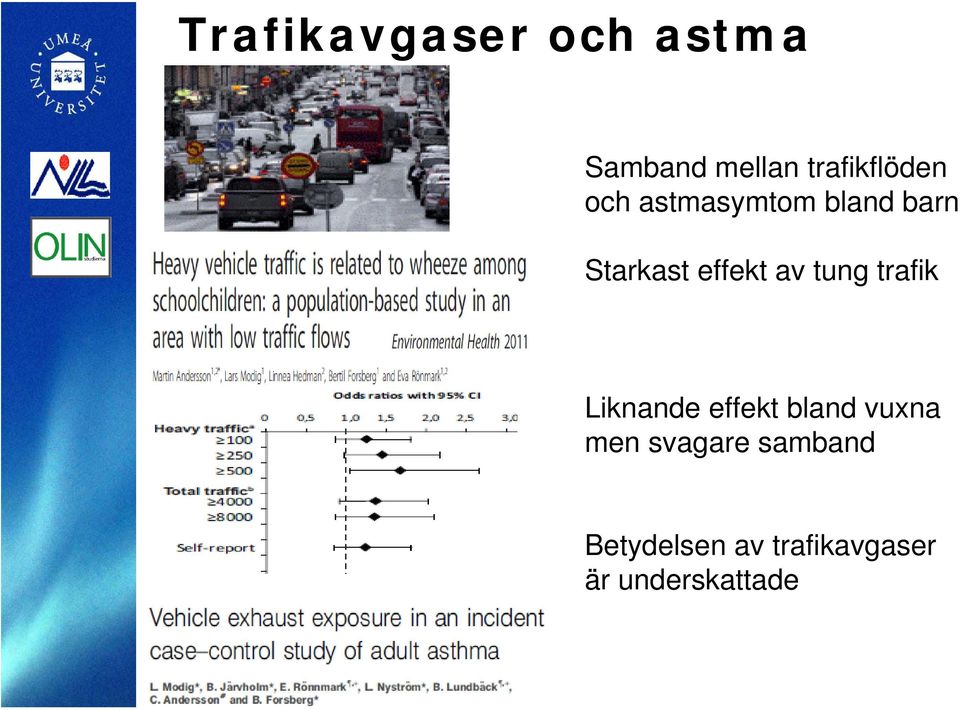 effekt av tung trafik Liknande effekt bland vuxna