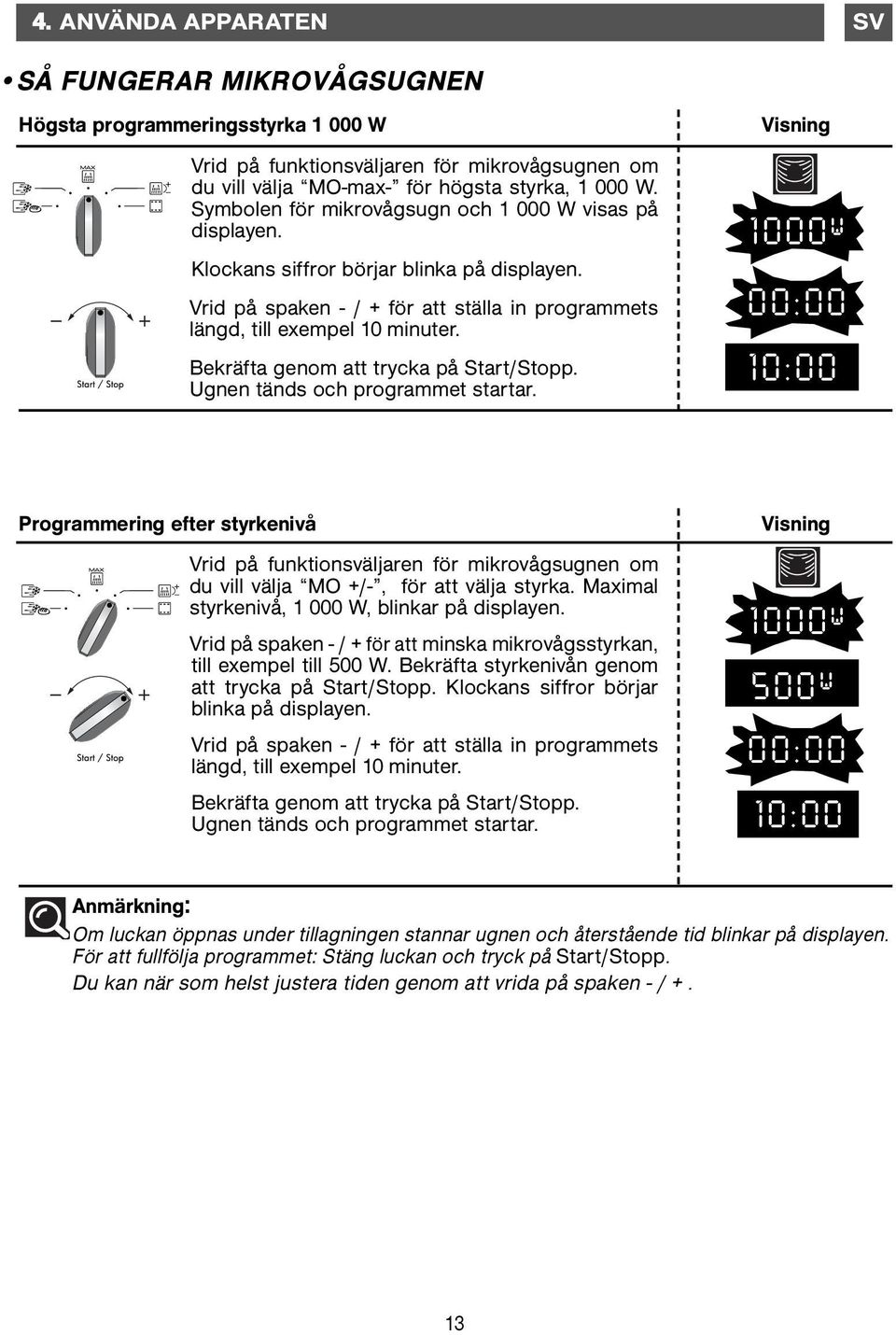 Bekräfta genom att trycka på Start/Stopp. Ugnen tänds och programmet startar.