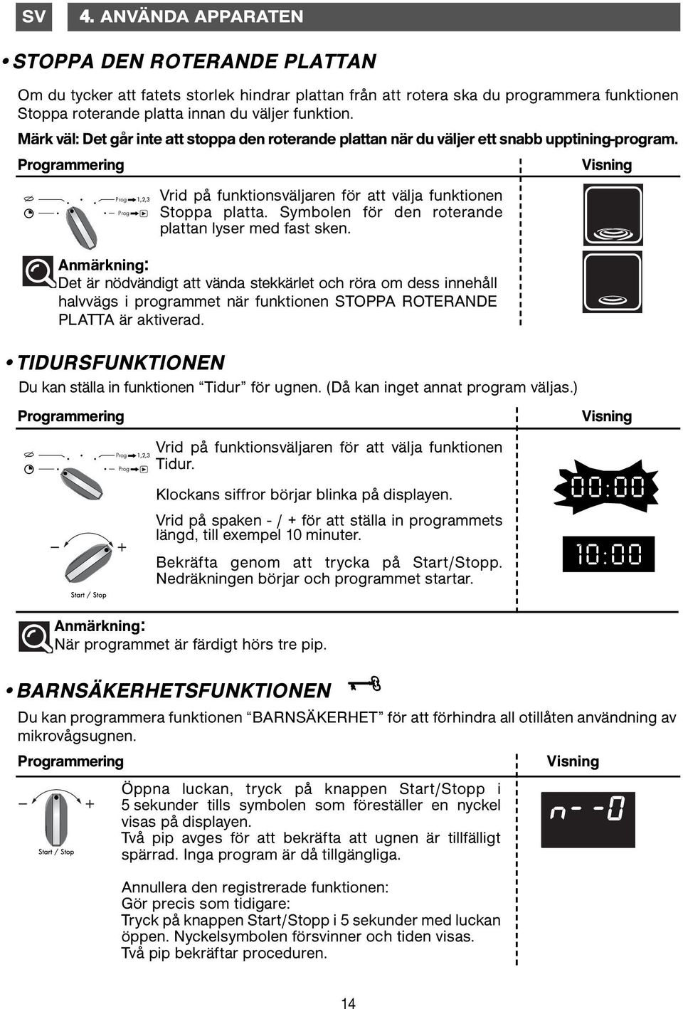Symbolen för den roterande plattan lyser med fast sken.