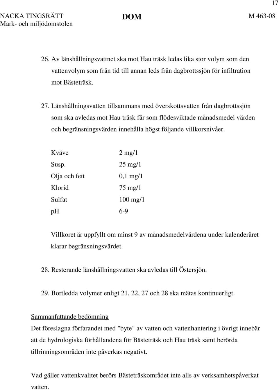 villkorsnivåer. Kväve 2 mg/1 Susp.