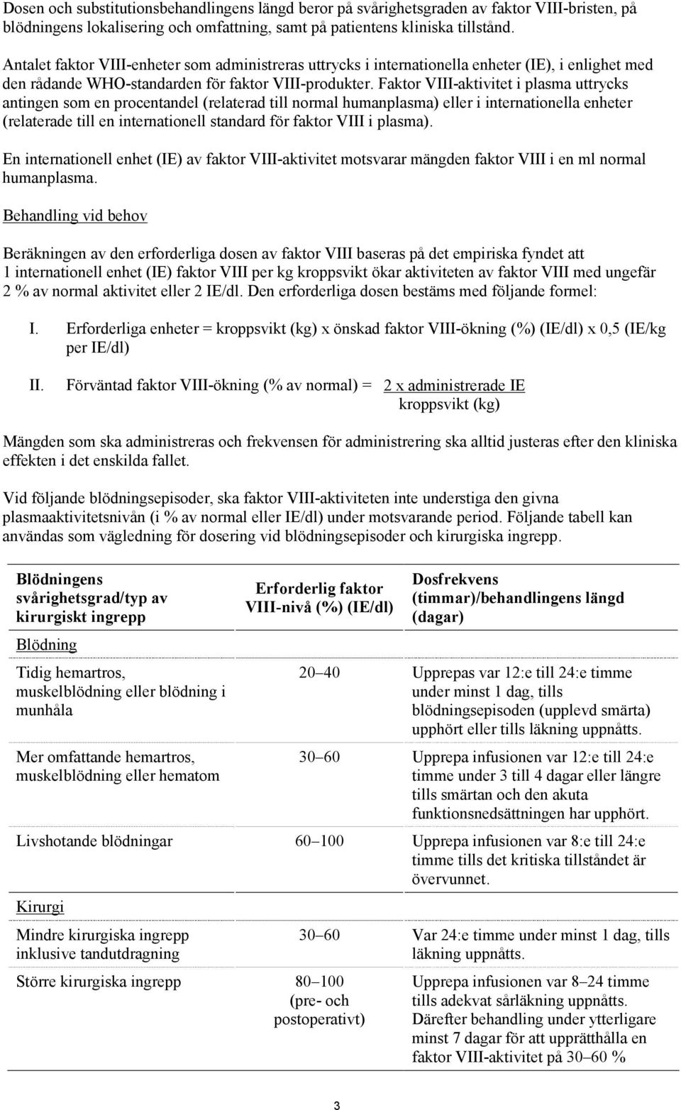 Faktor VIII-aktivitet i plasma uttrycks antingen som en procentandel (relaterad till normal humanplasma) eller i internationella enheter (relaterade till en internationell standard för faktor VIII i