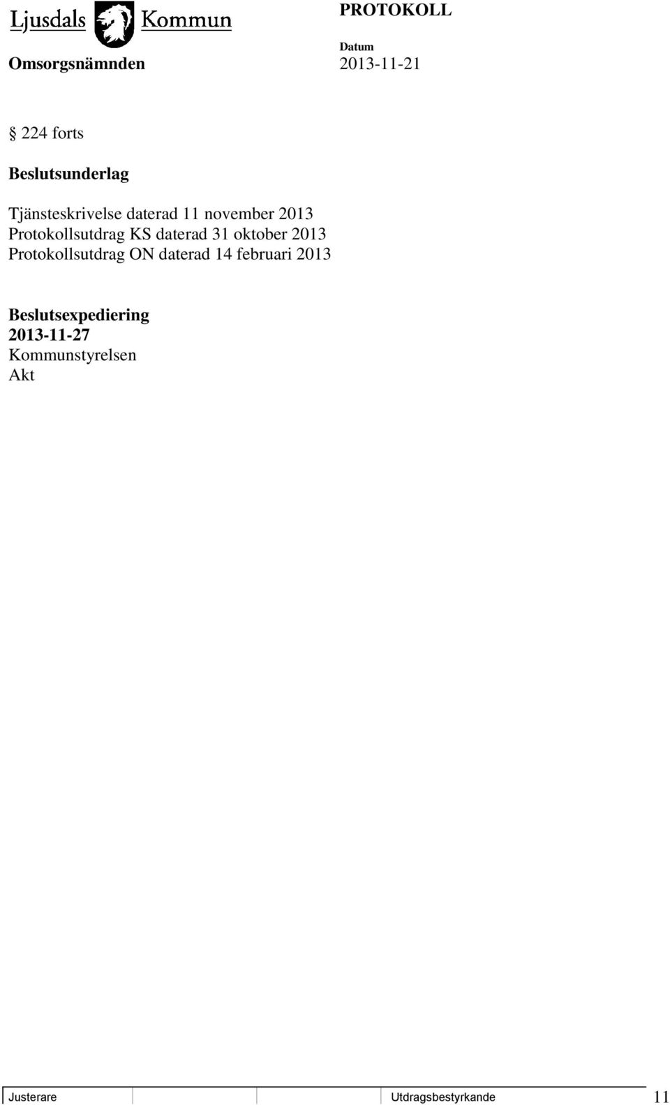 2013 Protokollsutdrag ON daterad 14 februari 2013