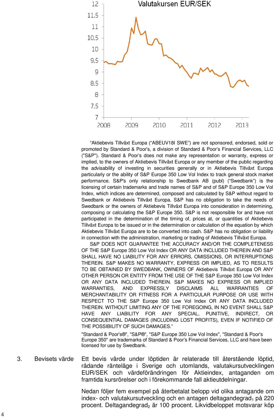 securities generally or in Aktiebevis Tillväxt Europa particularly or the ability of S&P Europe 350 Low Vol Index to track general stock market performance.