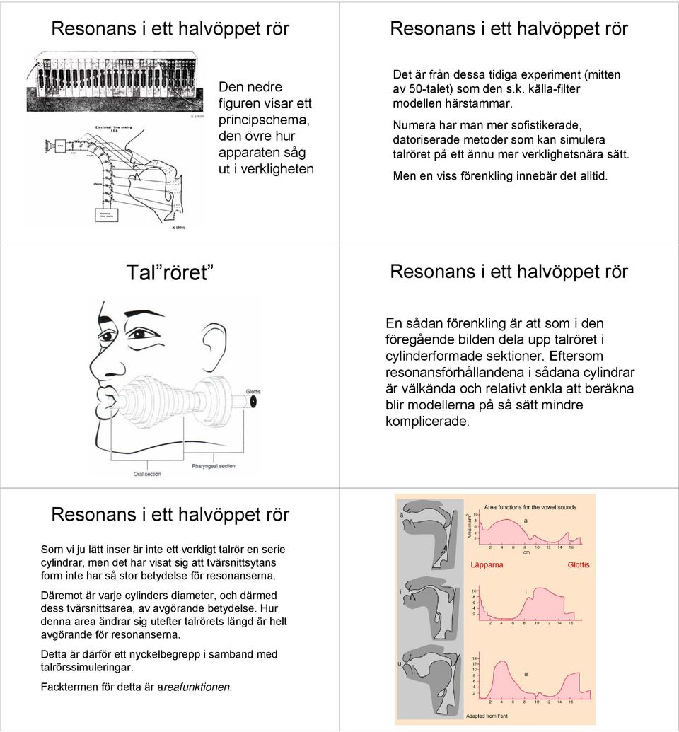 Tal röret En sådan förenkling är att som i den föregående bilden dela upp talröret i cylinderformade sektioner.