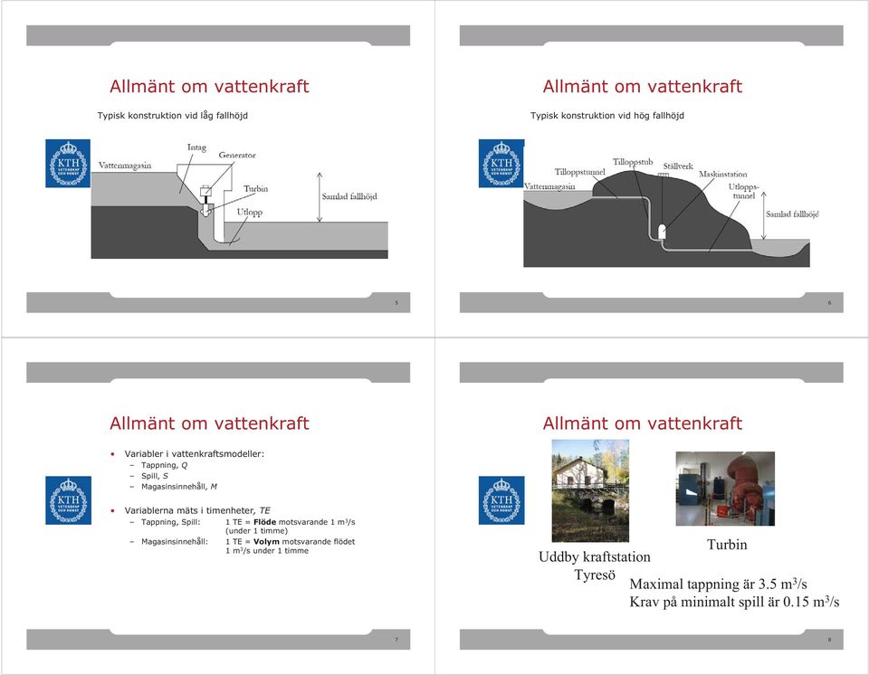 menheer, E appnng, Spll: 1 E = Flöde mosvarande 1 m 3 /s (under 1 mme) agasnsnnehåll: 1 E = Volym mosvarande