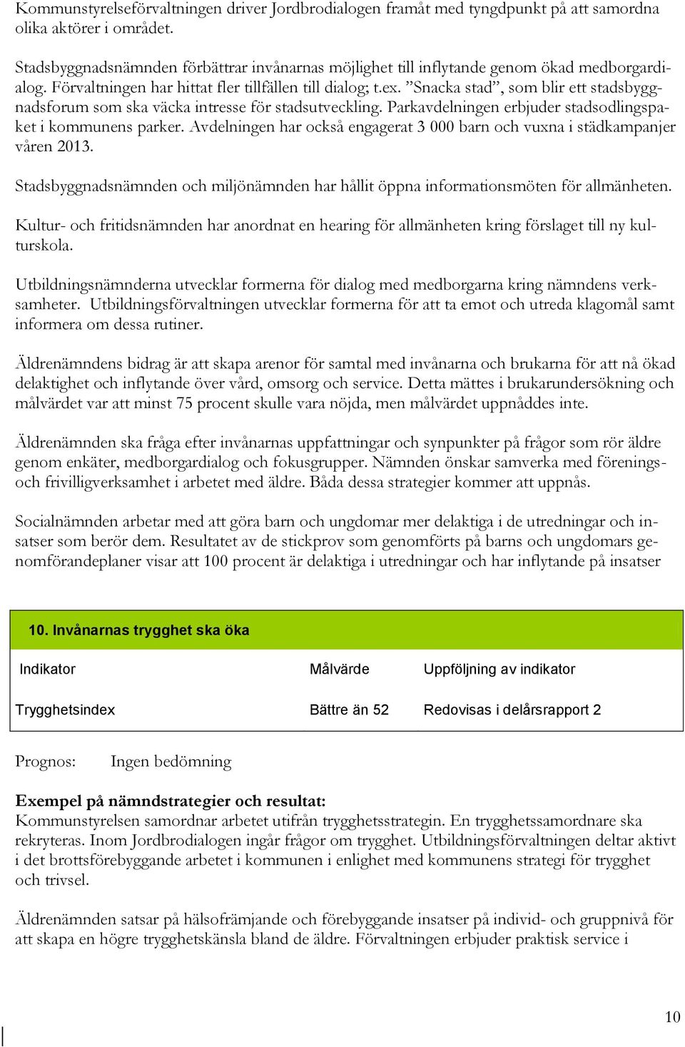 Snacka stad, som blir ett stadsbyggnadsforum som ska väcka intresse för stadsutveckling. Parkavdelningen erbjuder stadsodlingspaket i kommunens parker.