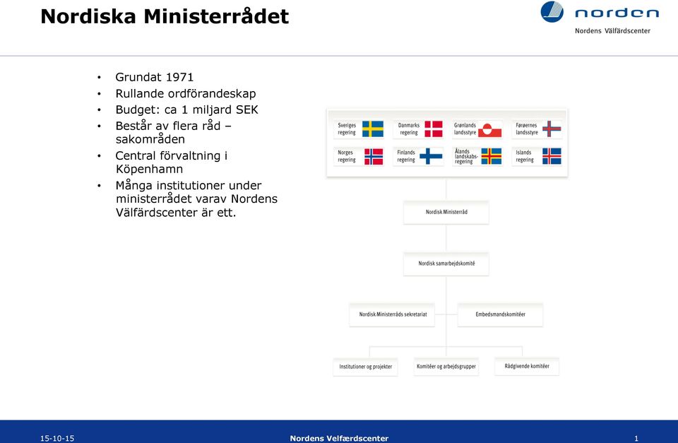 förvaltning i Köpenhamn Många institutioner under ministerrådet