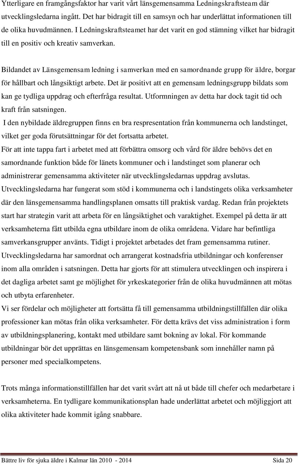 I Ledningskraftsteamet har det varit en god stämning vilket har bidragit till en positiv och kreativ samverkan.