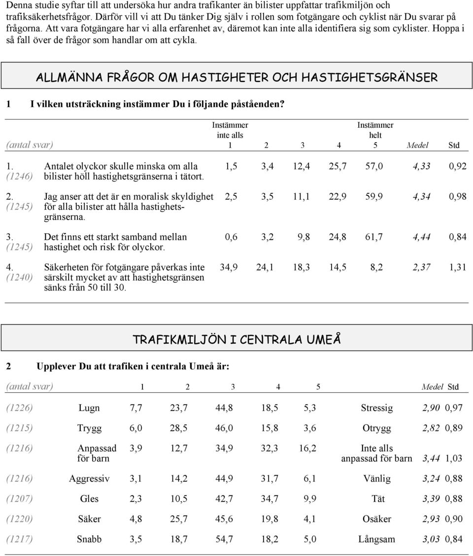 Att vara fotgängare har vi alla erfarenhet av, däremot kan inte alla identifiera sig som cyklister. Hoppa i så fall över de frågor som handlar om att cykla.