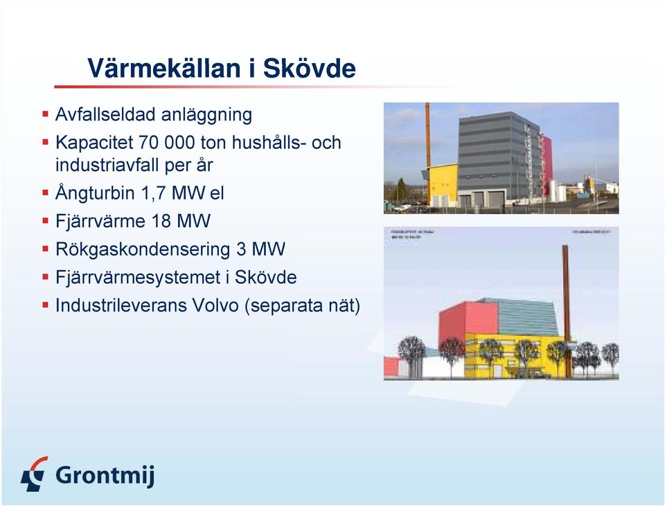 1,7 MW el Fjärrvärme 18 MW Rökgaskondensering 3 MW