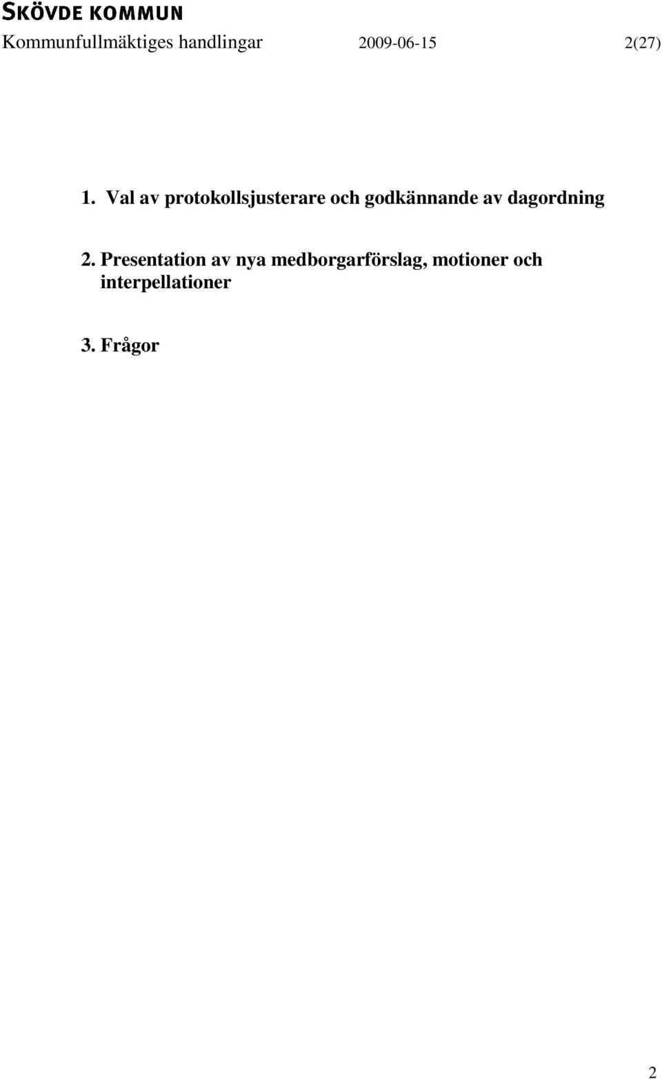 av dagordning 2.