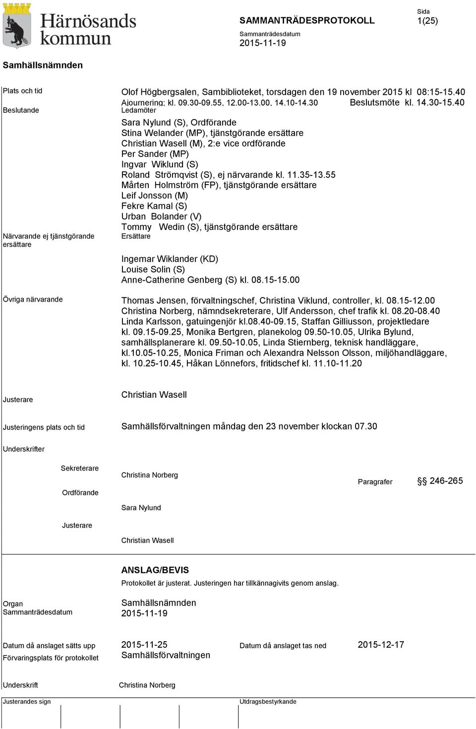 närvarande kl. 11.35-13.