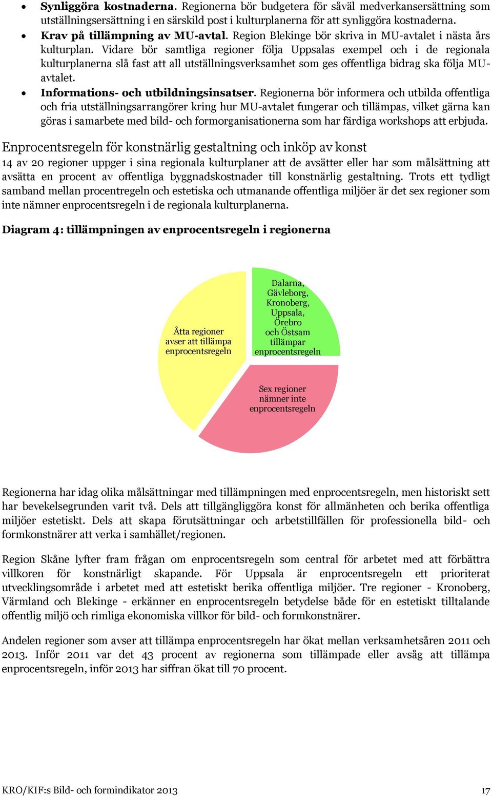 Vidare bör samtliga regioner följa Uppsalas exempel och i de regionala kulturplanerna slå fast att all utställningsverksamhet som ges offentliga bidrag ska följa MUavtalet.