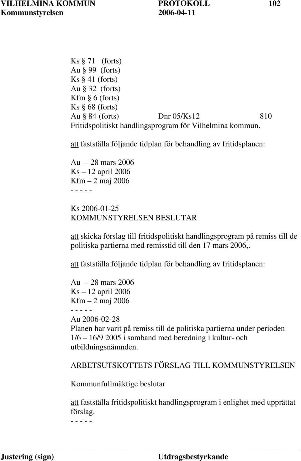 de politiska partierna med remisstid till den 17 mars 2006,.