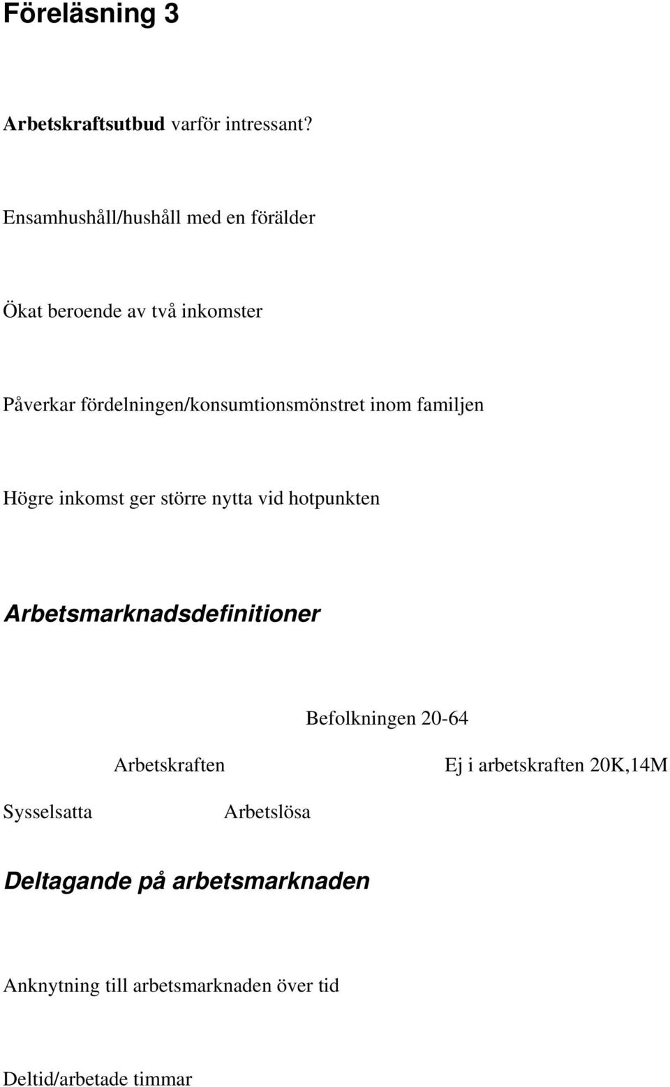 fördelningen/konsumtionsmönstret inom familjen Högre inkomst ger större nytta vid hotpunkten