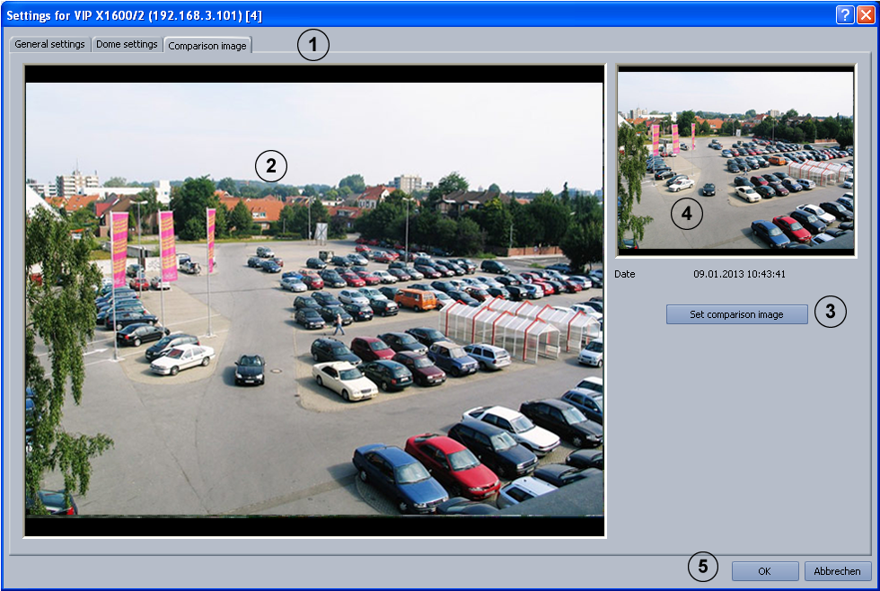 30 sv Standardkonfiguration Bosch Recording Station 4.2.5 Ange jämförelsebild Meny IP-kameror och kodare > Område MPEG4/H.