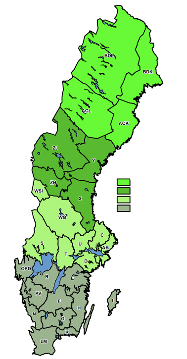 2.1.2 Dataunderlag om skogstillståndet Beräkningarna i SKA 15 startas från skogstillståndet år 2010, baserat på Riksskogstaxeringens inventering mellan åren 2008 2012.