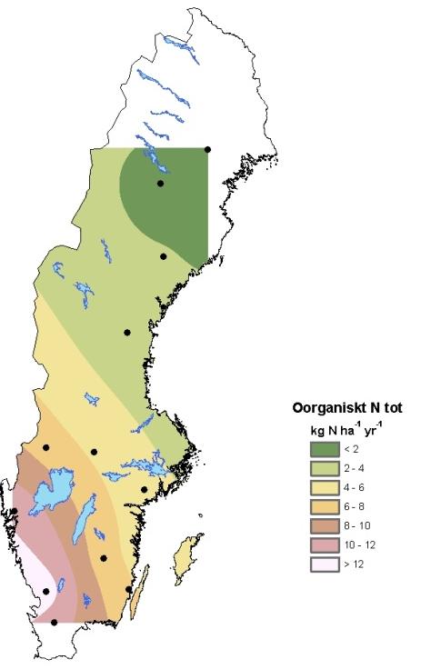 Indikator: Kvävenedfallet till skog Ny metod för att beräkna nedfall av kväve på öppet fält Mätningar